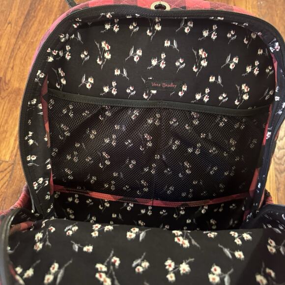 NEW Vera Bradley Iconic Campus Backpack Garnet Buffalo Check Christmas Red Plaid - Picture 10 of 16